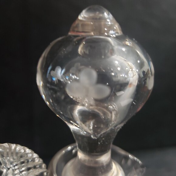 Vintage Victorian Hand Blown Decanter with Floral Bouquet and Bead Draping - Picture 6 of 7